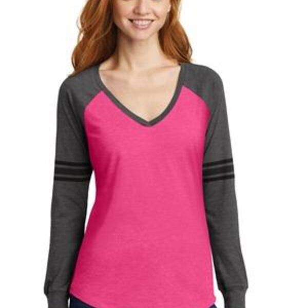 Women's Game Long Sleeve V Neck Tee Thumbnail